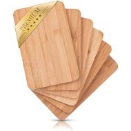 [아마존베스트]bonsport Set of 6 Chopping Boards  6 Boards Breakfast Boards Made of Bamboo Wood, 22 x 14 x 0.8 cm