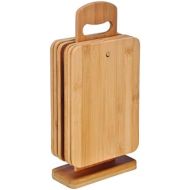 [아마존베스트]bonsport Set of 6 chopping boards consisting of 6 boards with stand, breakfast boards made of bamboo wood.