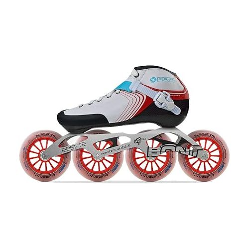  Bont Skates - Inline Speed Skating Racing Skates - GT4 Skate Boots + 6061 Frame + Elemental Wheels + ABEC5 Bearings