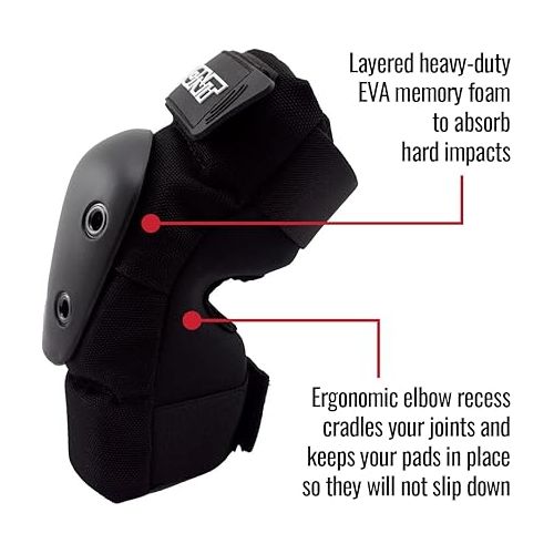  Bont Adult Elbow Skate Pads Protection for Roller Derby, Roller Skate, Park Skate, Ice Skate, Skateboard, Scooter