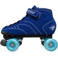 Bont Skates - Prostar Blue Suede professional Roller Skates with Glow Light Up Led Wheels - Indoor and Outdoor