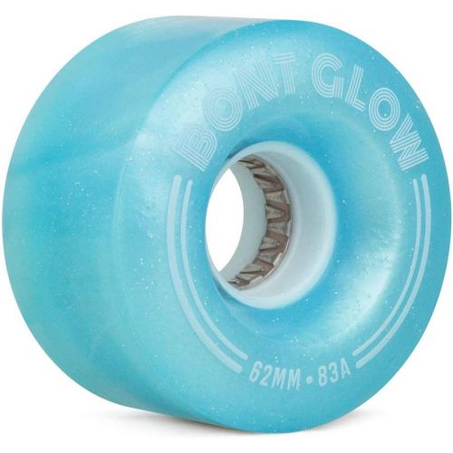  Bont Skates - Glow Light Up LED Quad Roller Skate Wheels - Luminous Recreational Street Outdoor Skating - 62x35mm 83A - Pack of 4 (Tickle Blue)