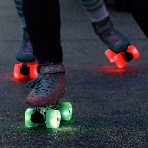  Bont Skates - Glow Light Up LED Quad Roller Skate Wheels - Luminous Recreational Street Outdoor Skating - 62x35mm 83A - Pack of 4 (Tickle Blue)