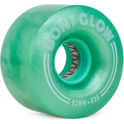  Bont Skates - Glow Light Up LED Quad Roller Skate Wheels - Luminous Recreational Street Outdoor Skating - 62x35mm 83A - Pack of 4 (Misty Teal)