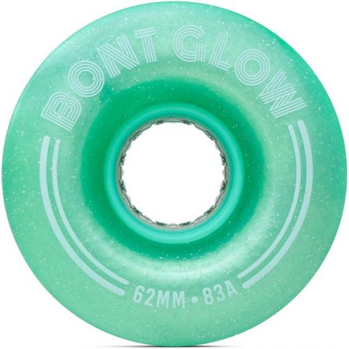  Bont Skates - Glow Light Up LED Quad Roller Skate Wheels - Luminous Recreational Street Outdoor Skating - 62x35mm 83A - Pack of 4 (Misty Teal)