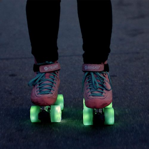  Bont Skates - Glow Light Up LED Quad Roller Skate Wheels - Luminous Recreational Street Outdoor Skating - 62x35mm 83A - Pack of 4 (Pearl White)