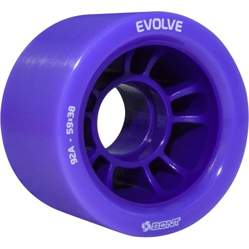  Bont Skates - Evolve Roller Derby Skate Wheel - Indoor Roller Skate Wheels - Rollerskate Wheels - 88A 92A 95A 98A - Red Black Blue Purple - Set of 4