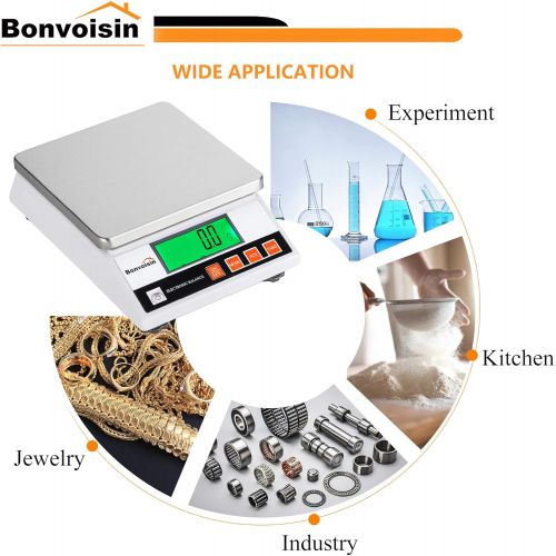  Bonvoisin Precision Scale 10kgx0.1g Digital Lab Scale Accurate Electronic Balance Portable Laboratory Analytical Balance Industrial Counting Scale Jewery Kitchen Scale CE Certified