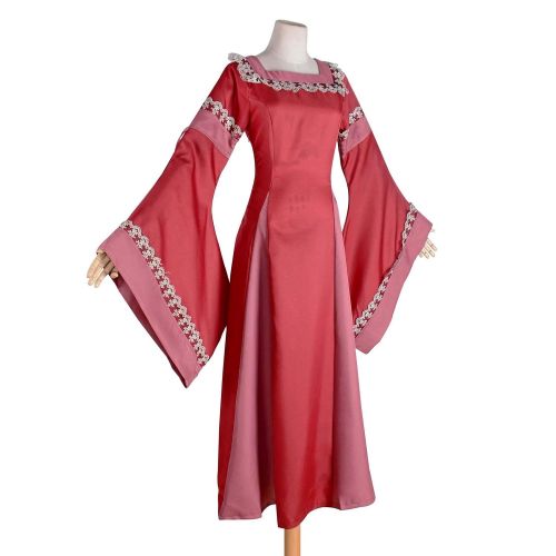  BooW Women Renaissance Medieval Dress Retro Square Neck Long Robe Ball Gown Period Costumes