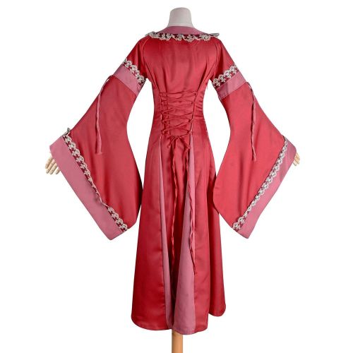  BooW Women Renaissance Medieval Dress Retro Square Neck Long Robe Ball Gown Period Costumes