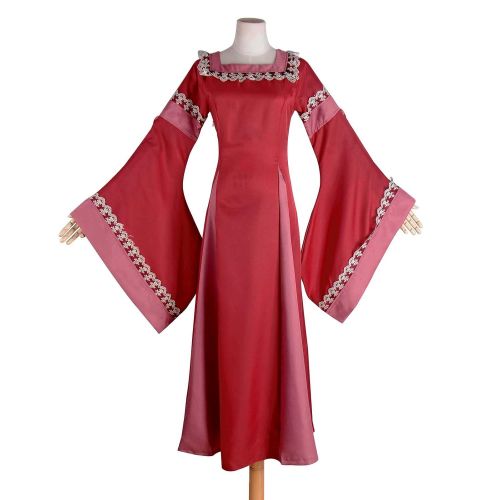 BooW Women Renaissance Medieval Dress Retro Square Neck Long Robe Ball Gown Period Costumes