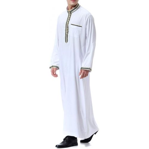  할로윈 용품BooW Muslim Men Long Sleeve Thobe Middle East Saudi Arab Kaftan Islamic Abaya Dress Dubai Robes