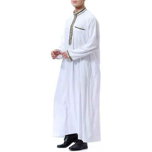  할로윈 용품BooW Muslim Men Long Sleeve Thobe Middle East Saudi Arab Kaftan Islamic Abaya Dress Dubai Robes