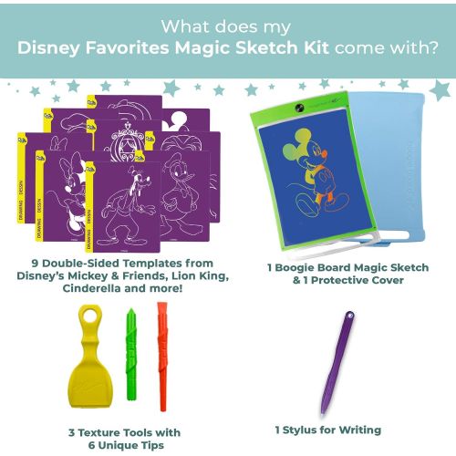  Boogie Board Magic Sketch Activity Kit w/ Disney Favorites Templates (Mickey, Elsa, Belle, Lion King & More) Authentic, Reusable ColorBurst Drawing and Tracing Pad, Ages 4+