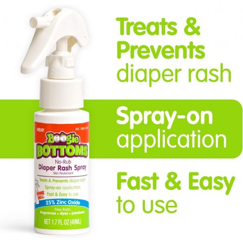  [아마존베스트]Diaper Rash Cream Spray by Boogie Bottoms, Travel Friendly No-Rub Touch Free Application for Sensitive Skin, from The Maker of Boogie Wipes, Over 200 Sprays per Bottle, 1.7 oz