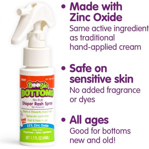  [아마존베스트]Boogie Wipes Diaper Rash Cream Spray by Boogie Bottoms, No-Rub Touch Free Application for Sensitive Skin, Over 200 Sprays Per Bottle, (1.7 oz, Pack of 3)