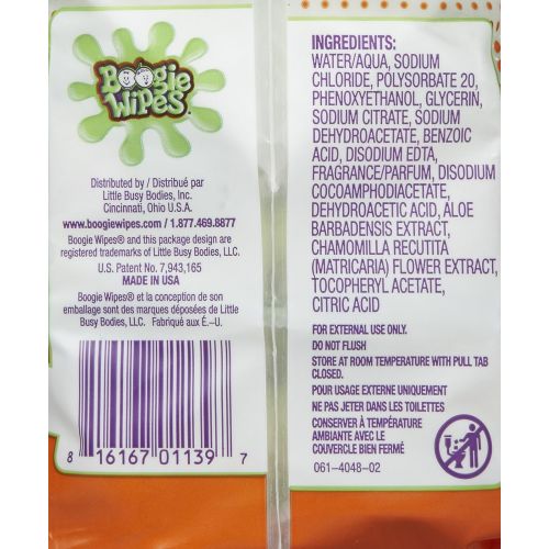  [아마존베스트]Boogie Wipes, Wet Wipes for Baby and Kids, Nose, Face, Hand and Body, Soft and Sensitive Tissue...