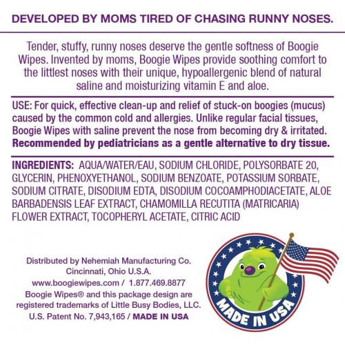  [아마존베스트]Boogie Wipes, Unscented Wet Wipes for Baby and Kids, Nose, Face, Hand and Body, Soft and...