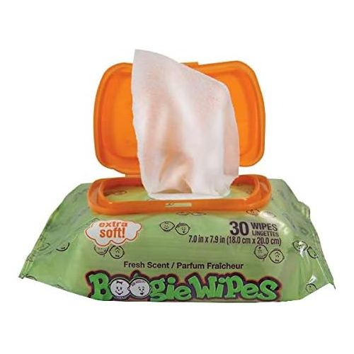  [아마존베스트]Boogie Wipes, Wet Wipes for Baby and Kids, Nose, Face, Hand and Body, Soft and Sensitive Tissue Made with Natural Saline, Aloe, Chamomile and Vitamin E, Fresh Scent, 30 Count (Pack