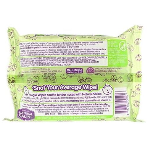  [아마존베스트]Boogie Wipes, Wet Wipes for Baby and Kids, Nose, Face, Hand and Body, Soft and Sensitive Tissue Made with Natural Saline, Aloe, Chamomile and Vitamin E, Fresh Scent, 30 Count (Pack