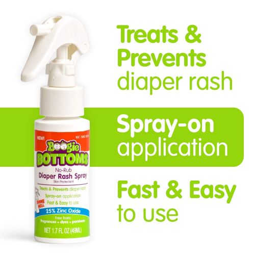  Diaper Rash Cream Spray by Boogie Bottoms, Travel Friendly No-Rub Touch Free Application for Sensitive Skin, from The Maker of Boogie Wipes, Over 200 Sprays per Bottle, 1.7 oz