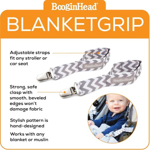  BooginHead Baby Newborn BlanketGrip, Blanket Clip, Holder, Stroller Clip, Stroller, Car Seat, Gray...