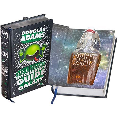  BookRooks Flask Hollow Book - The Ultimate Hitchhikers Guide to the Galaxy by Douglas Adams (Leather-bound) (Magnetic Closure)