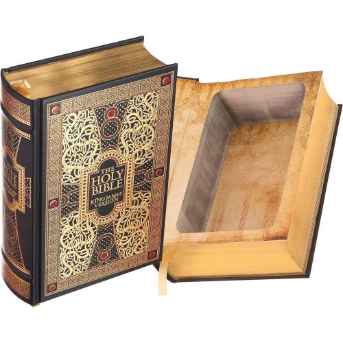  BookRooks Real Hollow Book Safe - The Holy Bible - King James Version (Leather-bound) (Magnetic Closure)