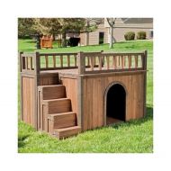 Boomer & George Wooden Outdoor Dog House with Balcony and Staircase - Medium