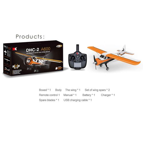  Boomnow XK DHC-2 A600 4CH 2.4G 3D6G 6G Leveling Mode 3D Stunt Mode Brushless Motor RC Airplane 6 Axis Foam Glider Remote Control Plane with Remote Controller Best Gift to Teens