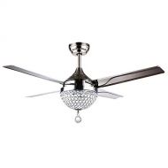 Booms 44 Crystal Modern Ceiling Fan Light with 4 Stainless Steel Blade LED Remote Control Home Decoration Restaurant Mute Electric Fan Chandelier for Living RoomBedroomClassroom