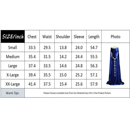  Boomtrader Women Medieval Costume Lace Up Vintage Floor Length Halloween Dress Blue Medieval Fancy Dress (No Belt)