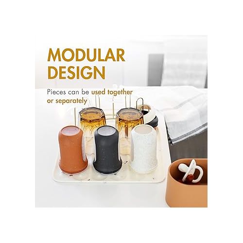 분 Boon ARC Modular Baby Bottle Drying Rack ? Includes Silicone Drying Mat, Accessory Cup, and 7-Prong Wire Bottle Rack ? Baby Essentials