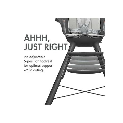 분 Boon Grub Adjustable Baby High Chair - Includes Dishwasher Safe Baby Seat - Baby Sitting Support for Mealtime - Convertible High Chair for Babies and Toddlers 6 Months to 6 Years - Gray