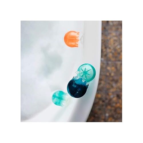 분 Boon Jellies Suction Cup Bath Toys - Bathtub Baby Sensory Toys - Jellyfish Suction Toys for Bath Time - Navy/Coral - Baby and Toddler Bath Toys - 9 Count - Ages 12 Months and Up