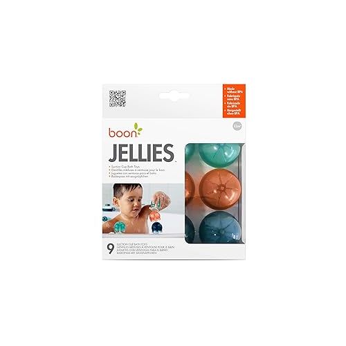 분 Boon Jellies Suction Cup Bath Toys - Bathtub Baby Sensory Toys - Jellyfish Suction Toys for Bath Time - Navy/Coral - Baby and Toddler Bath Toys - 9 Count - Ages 12 Months and Up