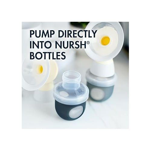 분 Boon Nursh Medium Neck Breast Pump Adaptor - Works with Medela Breast Pumps - Compatible Nursh Bottles - Breastfeeding and Bottle-Feeding Essentials - 2 Count