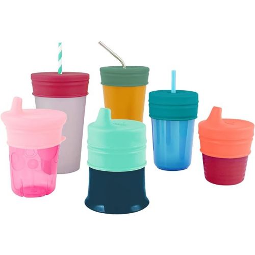 분 Boon Snug Silicone Sippy Cup Lids - Convert Any Kids Cups or Toddler Cups into Soft Spout Sippy Cups - Toddler Feeding Supplies and Travel Essentials - Green - 3 Count