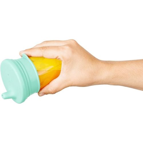 분 Boon Snug Silicone Sippy Cup Lids - Convert Any Kids Cups or Toddler Cups into Soft Spout Sippy Cups - Toddler Feeding Supplies and Travel Essentials - Green - 3 Count