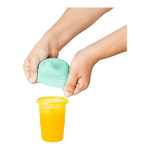 분 Boon Snug Silicone Sippy Cup Lids - Convert Any Kids Cups or Toddler Cups into Soft Spout Sippy Cups - Toddler Feeding Supplies and Travel Essentials - Green - 3 Count