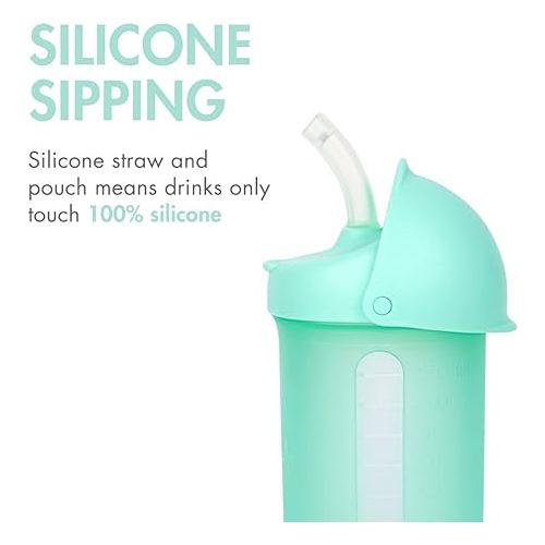 분 Boon Swig Insulated Silicone Straw Sippy Cup - Flip Top Spill Proof Toddler Straw Cups - Baby and Toddler Feeding Supplies - Baby Travel Essentials - 9 Oz - Mint