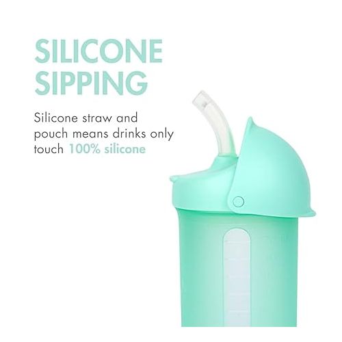 분 Boon Swig Insulated Silicone Straw Sippy Cup - Flip Top Spill Proof Toddler Straw Cups - Baby and Toddler Feeding Supplies - Baby Travel Essentials - 9 Oz - Mint