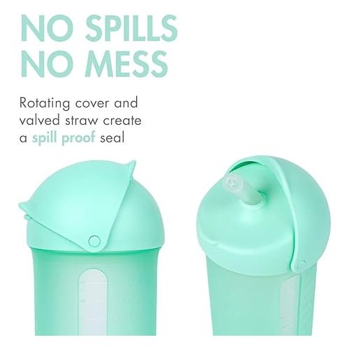 분 Boon Swig Insulated Silicone Straw Sippy Cup - Flip Top Spill Proof Toddler Straw Cups - Baby and Toddler Feeding Supplies - Baby Travel Essentials - 9 Oz - Mint