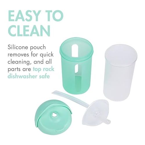 분 Boon Swig Insulated Silicone Straw Sippy Cup - Flip Top Spill Proof Toddler Straw Cups - Baby and Toddler Feeding Supplies - Baby Travel Essentials - 9 Oz - Mint