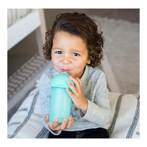 분 Boon Swig Insulated Silicone Straw Sippy Cup - Flip Top Spill Proof Toddler Straw Cups - Baby and Toddler Feeding Supplies - Baby Travel Essentials - 9 Oz - Mint