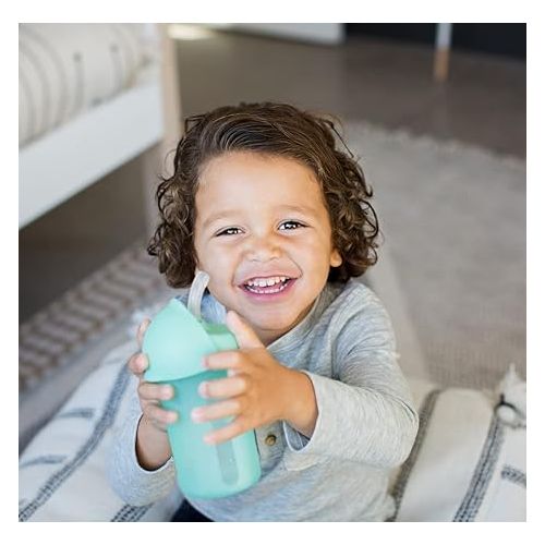 분 Boon Swig Insulated Silicone Straw Sippy Cup - Flip Top Spill Proof Toddler Straw Cups - Baby and Toddler Feeding Supplies - Baby Travel Essentials - 9 Oz - Mint
