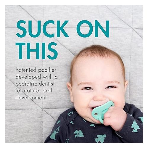 분 Boon Jewl Silicone Orthodontic Pacifier - Baby Pacifier with Soothing Gem Shaped Nipple - Comfortable Newborn Pacifiers Support Natural Oral Muscular Development - Blue - 4 Count - 0+ Months