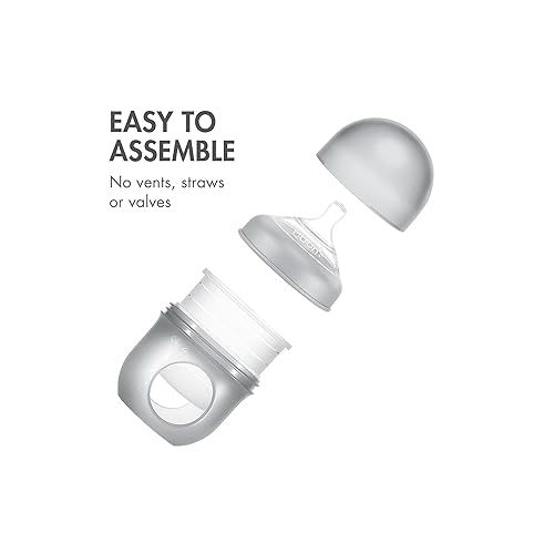 분 Boon NURSH Reusable Silicone Baby Bottles with Collapsible Silicone Pouch Design Bundle ? Everyday Baby Essentials