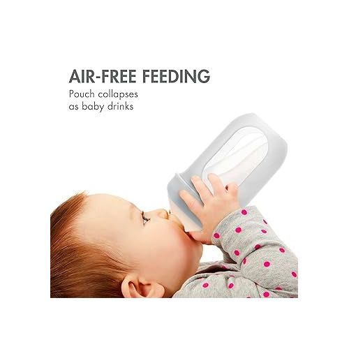 분 Boon NURSH Reusable Silicone Baby Bottles with Collapsible Silicone Pouch Design Bundle ? Everyday Baby Essentials