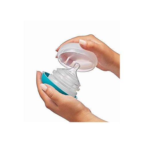 분 Boon Nursh Baby Bottle Storage Buns - Baby Bottle Holder for Nursh Baby Bottles - Travel Baby Bottle Holder - Blue and White - 3 Count